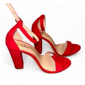 NWOT Elelax Red Suede Heel Size 7.5 Classy Party